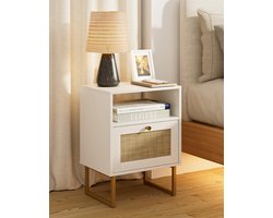 Omgoods - Boho Nachtkastje van Hout met Rotan Design