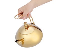 OmGoods - Dailygoody - Klassieke Roestvrijstalen Theepot - Snelle Boiler voor Koffie en Thee - Gouden Waterkoker - 1,5 Liter - Perfect voor Thuis en Kantoor - D...