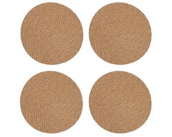 OmGoods - Dailygoody - Ronde Linnen Placemats - Set van 4 - Hittebestendig - 24 cm - Milieuvriendelijk - Voor Feesten - Natuurlijke Linnen