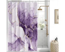Omgoods - Douchegordijn met Marmerlook 150 x 200 cm Antischimmel Paars