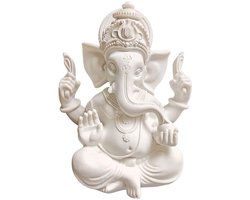 Omgoods - Ganesha Boeddha Beeld - Decoratief Woonaccessoire 13 cm Wit