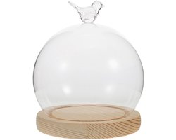 Omgoods - Glazen Bel met Decoratieve Vitrine Sokkel voor Bloemen