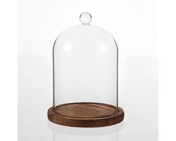 Omgoods - Glazen Bel met Houten Sokkel voor Decoratieve Tentoonstellingen