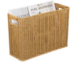 Omgoods - Handgeweven Rechthoekig Mandje met Handvat - Natuurlijk Gevlochten voor Boeken en Handdoeken