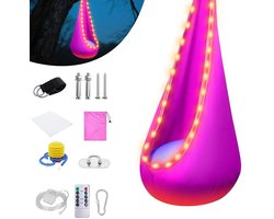Omgoods - Hangstoel Pod Swing Seat met LED en Opblaasbare Kussen - Roze
