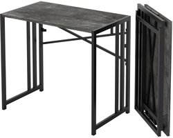 Omgoods - Inklapbare computertafel - Gamingbureau - Ruimtebesparend en gebruiksklaar - 90 cm - Grijs marmer - Perfect voor thuis en onderweg - Gesc...