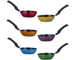 Omgoods - Mini Wok Set Voor 6 Personen - Ø 12 cm Kleurige Wok Pannen