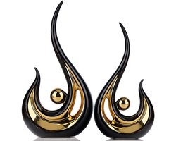 Omgoods - Moderne Abstracte Keramische Sculptuur - Zwart en Goud