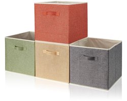 Omgoods- Opbergdoos Set van 4 - Opbergdozen met Deksel - Opbergdozen Karton - Opbergdozen Vouwbaar - Opbergdozen Stof - Afmetingen 33 x 38 x 33 cm - Opbergmand