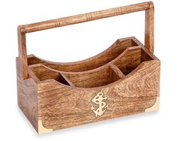 Omgoods - Opbergmand van Mango Hout en Messing - Opslagdoos 21 x 11 cm