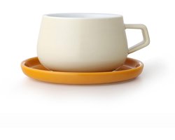 Omgoods - Porseleinen Koffiekop met Schotel, 0.3 L, Crème
