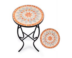 Omgoods - Retro Mozaïek Bijzettafel met Stalen Frame