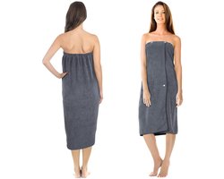 Omgoods - Sauna Handdoek voor Vrouwen met Knopen, 400gsm Microvezel, Geschikt voor Sauna en Badkamer, Grijs