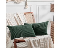 Omgoods - Set van 2 Boho Kussenhoezen 40 x 70 cm in Donkergroen