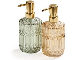 Omgoods - Set van 2 Glazen Zeepdispensers voor Badkamer en Keuken