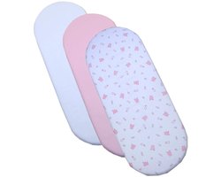 Omgoods - Set van 3 Fitted Bedlakens voor Meisje Moses Mandje