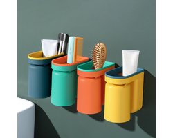 Omgoods - Set van 4 Wandbevestigde Tandenborstelhouders met Bekers