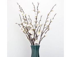 Omgoods - Set van 6 Zijdeachtige Kunstmatige Prunus Bloemen voor Decoratie