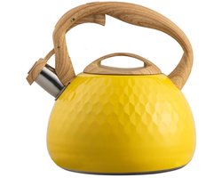Omgoods - Theepot met Houten Handvat - 2.8L Fluitketel voor Gas en Inductie