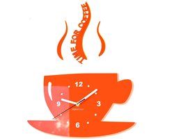 Omgoods - Tijd voor Koffie Moderne Keuken Wandklok Oranje, 3D DIY