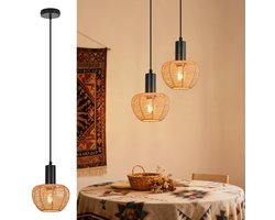 Omgoods - Vintage Rieten Hanglamp met E27 Fitting voor Eetkamer en Slaapkamer