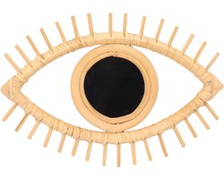 Omgoods- Wandspiegel Oogvormig - Rotan Spiegel - Handgemaakt - Boheemse Stijl - Duurzaam Materiaal - Uniek Ontwerp - Decoratiespiegel