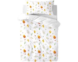 Omkeerbaar Baby Beddengoed Set 60x120 cm Katoen met Dekbedovertrek en Kussensloop Leeuw
