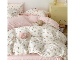 Omkeerbaar Beddengoedset 135 x 200 cm met Bloemenprint en Ritssluiting - Allergievriendelijk