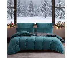 Omkeerbaar Flanel Beddengoed 200 x 220 cm - Warm en Wolachtig - 3-delig met Kussenslopen