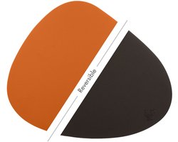 Omkeerbare curve placemat - 6 stuks - Oranje en chocolade gerecycled leer