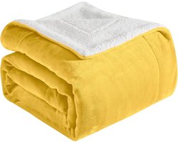 Omkeerbare Flanellen Sherpa Deken - Zijdezachte Fleece Plaid voor Bank en Bed - Warme Winterdeken