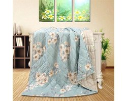 Omkeerbare gewatteerde bedsprei - Decoratieve quilt in bloemenprint (140 x 200 cm)