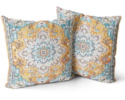 Omkeerbare Kussenhoezen - Boho Interieurdecoratie - Set van 2 - Fluweelachtig - 45 x 45 cm