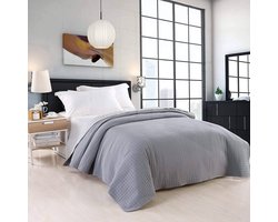 Omkeerbare patchwork quilt sprei - modern grijs + lichtgrijs design-170 x 210 cm