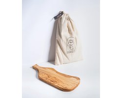 Omkeerbare serveerplank van olijfhout met handvat - handgemaakt - 42 x 20 cm - multifunctionele ontbijtplank en snijplank