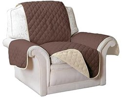 Omkeerbare waterafstotende meubelbeschermer - Beschermt tegen morsen, vlekken, vuil en huisdierenhaar - Machinewasbaar - Geschikt voor fauteuils en banken - Blauw/Beige