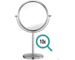 Omliox® Make Up Spiegel - Metalen Ronde Spiegel - 10x Vergrootspiegel - Scheerspiegel - Ø19cm