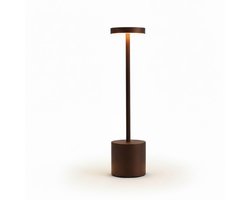 OMNIEXA Tafellamp - Mat Bruin – Dimbaar & Draadloos – 3 Lichtstanden – LED Designlamp met TouchControl – Sfeervolle Tafellamp voor Woonkamer, Slaapkamer of Horeca - 34cm
