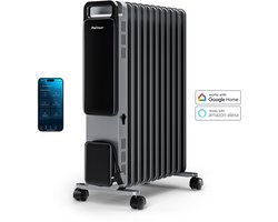 OmniWarm 2500W met olie gevulde radiatorverwarming met 11 ribben, Eco-modus, digitaal display en slimme app – Zilver