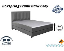 Omra Bedding - Complete boxspring - Frank Dark Grey - 120x200 cm - Inclusief Topdekmatras - Hotel boxspring