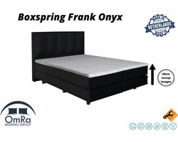 Omra Bedding - Complete boxspring - Frank Onyx - 150x200 cm - Inclusief Topdekmatras - Hotel boxspring