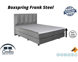 Omra Bedding - Complete boxspring - Frank Steel - 120x200 cm - Inclusief Topdekmatras - Hotel boxspring