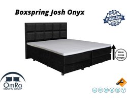Omra Bedding - Complete boxspring - Josh Onyx - 70x200 cm - Inclusief Topdekmatras - Hotel boxspring