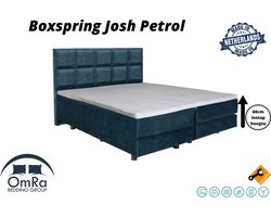 Omra Bedding - Complete boxspring - Josh Petrol - 180x210 cm - Inclusief Topdekmatras - Hotel boxspring