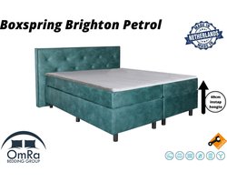 Omra - Complete boxspring - Brighton Petrol - 160x200 cm - Inclusief Topdekmatras - Hotel boxspring