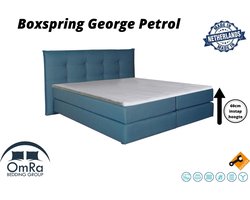 Omra - Complete boxspring - George Petrol - 140x200 cm - Inclusief Topdekmatras - Hotel boxspring