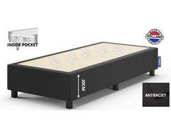 Omra - Hotel Boxspring - Onderstel - 100x200cm - Pocket geveerd - Antraciet stof - 20cm hoog
