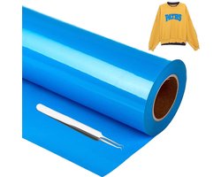 On Heat Transfer Vinyl Paper 30.5×305 cm,Plotterfolie Textiel Transferfolie Plotter Flexibele Folie met Pincet Gemakkelijk Snijden voor Cricut,T-shirt,Stoffen (Meerblauw)