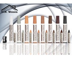 O.N. Wonen | Meubel Reparatie Stift 17 Delig | Houten Meubelreparatiemarker en Meubelkrijt Set | Touch Up Markers en Kleurpotloden plus Puntenslijper | Meubelstiften | Meubel Stiften | 17 Delig