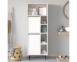 On10C Badkamerkast | 100% MELAMINE | Wit - Emob - Badkamer kolomkast - Wit - Melamine; MDF